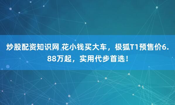炒股配资知识网 花小钱买大车，极狐T1预售价6.88万起，实用代步首选！